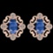 Certfied 1.72 Ctw Kyanite And Diamond I1/I2 10k Rose Gold Stud Earrings
