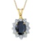 Blue Sapphire and Diamond Accented Pendant 14k Yellow Gold 1.70ctw