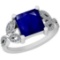 1.70 Ctw SI2/I1 Blue Sapphire And Diamond 14K White Gold Ring