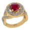 3.80 Ctw SI2/I1Ruby And Diamond 14K Yellow Gold Cocktail Engagement Ring