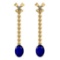1.55 Ctw I2/I3 Blue Sapphire And Diamond 14K Yellow Gold Earrings