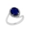 2.80 Ctw I2/I3 Blue Sapphire And Diamond 14K White Gold Engagement Halo Ring