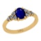 1.03 Ctw SI2/I1 Blue Sapphire And Diamond 14K Yellow Gold Ring
