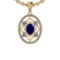 1.12 Ctw SI2/I1 Blue Sapphire And Diamond 14K Yellow Gold Pendant