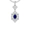 3.25 Ctw SI2/I1 Blue Sapphire And Diamond 14K White Gold Pendant