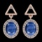 Certfied 1.80 Ctw Kyanite And Diamond I1/I2 10k Rose Gold Dangling Earrings