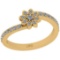 Certified 0.33 Ctw SI2/I1 Diamond 14K Yellow Gold Flower Ring