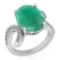 5.66 Ctw SI2/I1 Emerald And Diamond 14K White Gold Ring