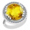 19.84 Ctw I2/I3 Lemon Topaz And Diamond 14k White Gold Engagement Halo Ring