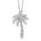 Palm Tree Shaped Diamond Pendant Necklace 14k White Gold 0.25ctw