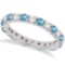 Eternity Diamond and Blue Topaz Ring Band 14k White Gold 2.40ctw