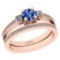0.83 Ctw I2/I3 sapphire And Diamond 14K Rose Gold Wedding Set Ring