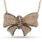 1.69ct 14k Rose Gold White and Champagne Diamond Ribbon Bow Necklace