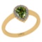 0.70 Ctw I2/I3 Green Sapphire And Diamond 10K Yellow Gold Engagement Ring