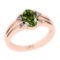 1.35 Ctw I2/I3 Green sapphire And Diamond 14K Rose Gold Promises Ring