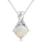 Diamond and Cushion Opal Pendant Necklace 14k White Gold 1.36ctw