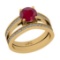 1.67 Ctw SI2/I1 Ruby And Diamond 14K Yellow Gold Bridal Wedding Set Ring