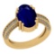 2.35 Ctw SI2/I1 Blue Sapphire And Diamond 14K Yellow Gold Ring
