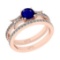 1.01 Ctw SI2/I1Blue Sapphire And Diamond 14K Rose Gold Anniversary Set Band Ring