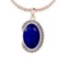 4.38 Ctw I2/I3 Blue Sapphire And Diamond 14K Rose Gold Necklace