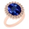 5.65 Ctw VS/SI1 Tanzanite And Diamond 18K Rose Gold Ring