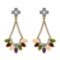 4.87 Ctw I2/I3 Multi Stone And Diamond 10K Yellow Gold Earrings