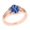1.35 Ctw I2/I3 sapphire And Diamond 14K Rose Gold Promises Ring