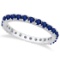 Blue Sapphire Eternity Band Wedding Ring 14K White Gold 1.00 ctw