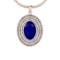 3.80 Ctw I2/I3 Blue Sapphire And Diamond 14K Rose Gold Necklace
