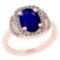 2.32 Ctw SI2/I1 Blue Sapphire And Diamond 14K Rose Gold Engagement Ring