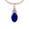 5.26 Ctw I2/I3 Blue Sapphire And Diamond 14K Rose Gold Necklace