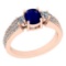 1.52 Ctw SI2/I1 Blue Sapphire And Diamond 14K Rose Gold Anniversary Ring