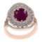 3.11 Ctw SI2/I1 Ruby And Diamond 18K Rose Gold Victorian Style Bridal Halo Ring