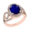 2.90 Ctw SI2/I1Blue Sapphire And Diamond 14K Rose Gold Ring