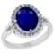 2.78 Ctw SI2/I1 Blue Sapphire And Diamond 14K White Gold Ring