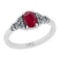 1.03 Ctw SI2/I1 Ruby And Diamond 14K White Gold Ring