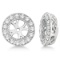 Vintage Style Round Cut Diamond Earring Jackets 14k White Gold 0.34ctw