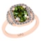 2.32 Ctw I2/I3 Green sapphire And Diamond 14K Rose Gold Engagement Ring