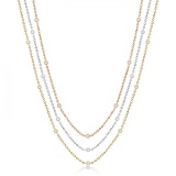 Three-Strand Diamond Station Necklace in 14k Three-Tone Gold (4.50ct)