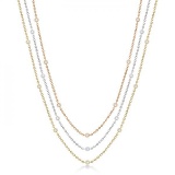 Three-Strand Diamond Station Necklace in 14k Three-Tone Gold (3.01ct)