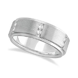 Mens Channel Set Wide Band Diamond Wedding Ring 14k White Gold 0.50ctw