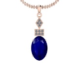2.60 Ctw I2/I3 Blue Sapphire And Diamond 14K Rose Gold Necklace