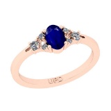 0.60 Ctw SI2/I1 Blue Sapphire And Diamond 14K Rose Gold Ring