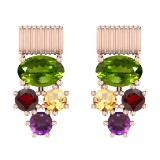 1.60 Ctw I2/I3 Multi Stone And Diamond 10K Rose Gold Stud Earrings