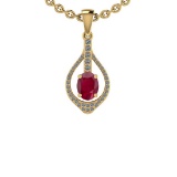 1.07 Ctw SI2/I1 Ruby And Diamond 14K Yellow Gold Vintage Style Pendant