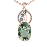 15.48 Ctw I2/I3 Green Amethyst And Diamond 10K Rose Gold Pendant