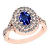 2.67 Ctw VS/SI1 Tanzanite And Diamond 18K Rose Gold Engagement Halo Ring