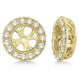 Vintage Style Round Cut Diamond Earring Jackets 14k Yellow Gold 0.27ctw