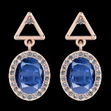 Certfied 1.80 Ctw Kyanite And Diamond I1/I2 10k Rose Gold Dangling Earrings