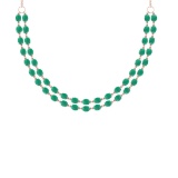 50.60 Ctw Emerald 14K Rose Gold Double layer Necklace